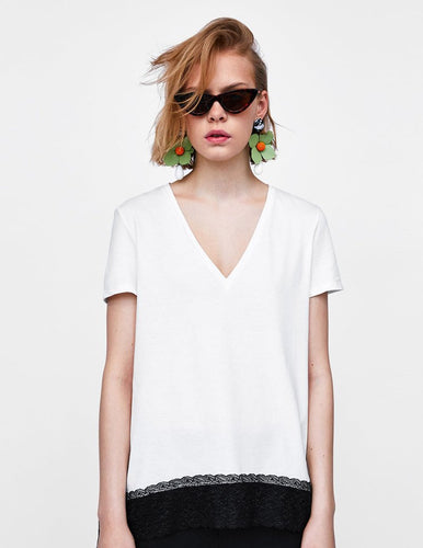 T-Shirt with Matching Lace Appliques