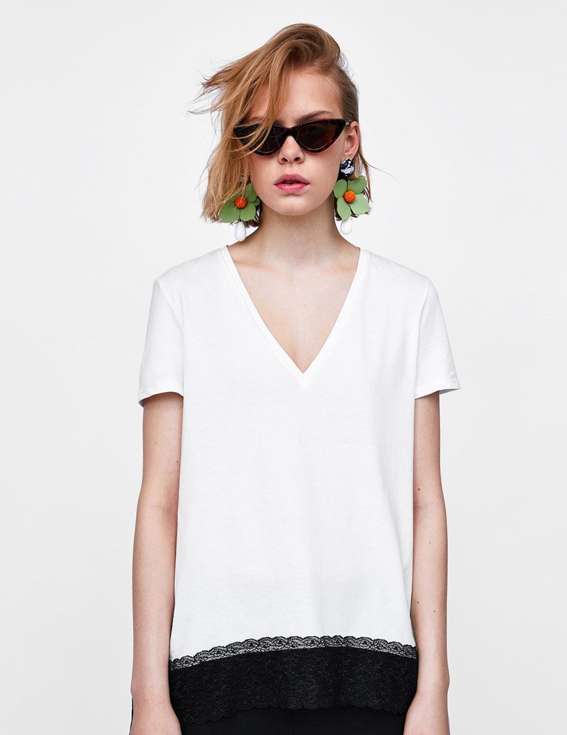 T-Shirt with Matching Lace Appliques