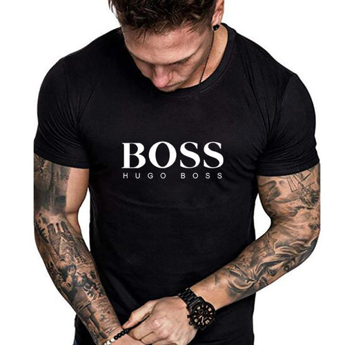 Olevo Hot Sale New Men's Fashion Short Sleeve BOSS Letter Print T-Shirt Multicolor Tacksuit Oversized T Shirt Funny Streetwear